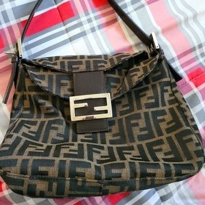 Authentic Vintage Fendi double flap zucca shoulder